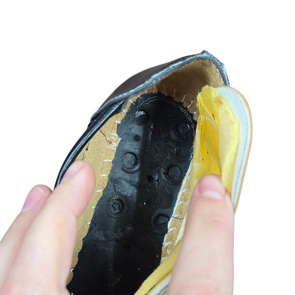 Black Leather Laser Cut Perforated Ballet Flats Size 9 - Picture 9 of 10